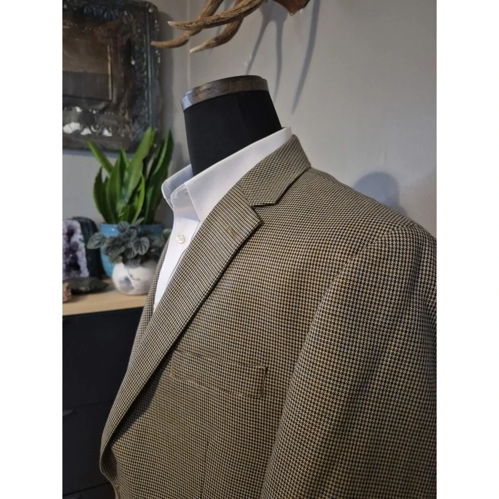 Chaps Mens Sports Coat 44R Brown Multicolor Check 2 Button Blazer Regular Fit